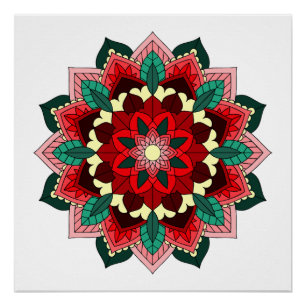 Mandala Pattern 02 in red Poster