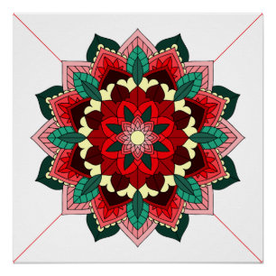 Mandala Pattern 02 in red Poster