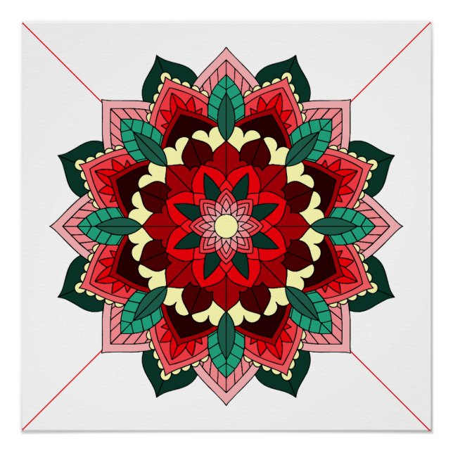 Mandala Pattern 02 in red Poster (Front)