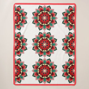 Mandala Pattern 02 in red Sherpa Blanket