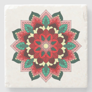 Mandala Pattern 02 in red Stone Coaster