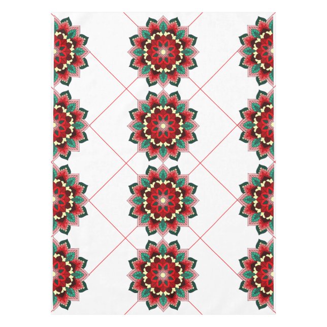 Mandala Pattern 02 in red Tablecloth (Front)