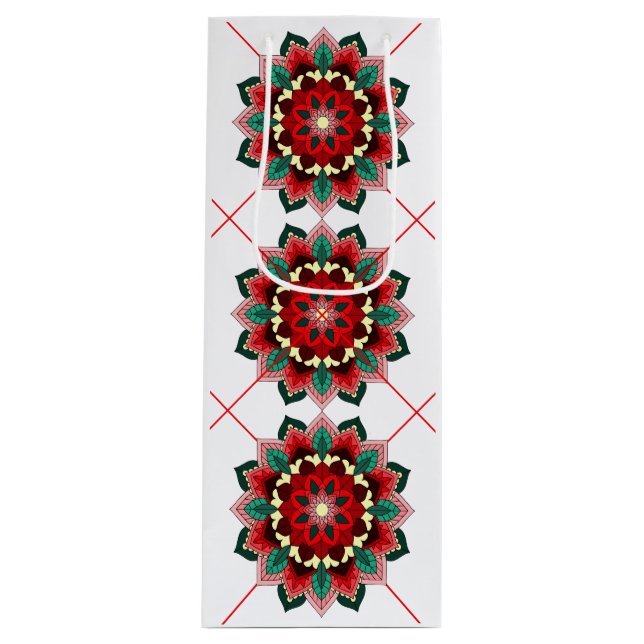 Mandala Pattern 02 in red Wine Gift Bag (Front)