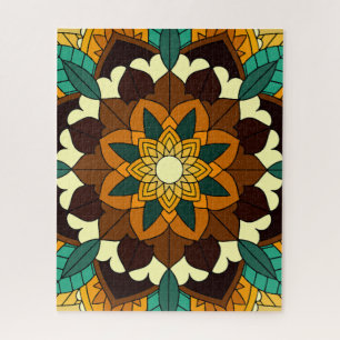 Mandala Pattern 02 in yellow & tan Jigsaw Puzzle