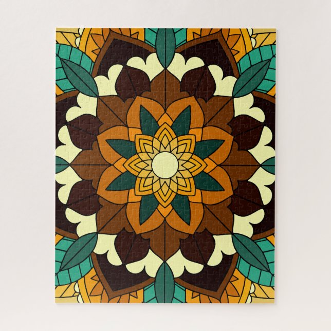 Mandala Pattern 02 in yellow & tan Jigsaw Puzzle (Vertical)