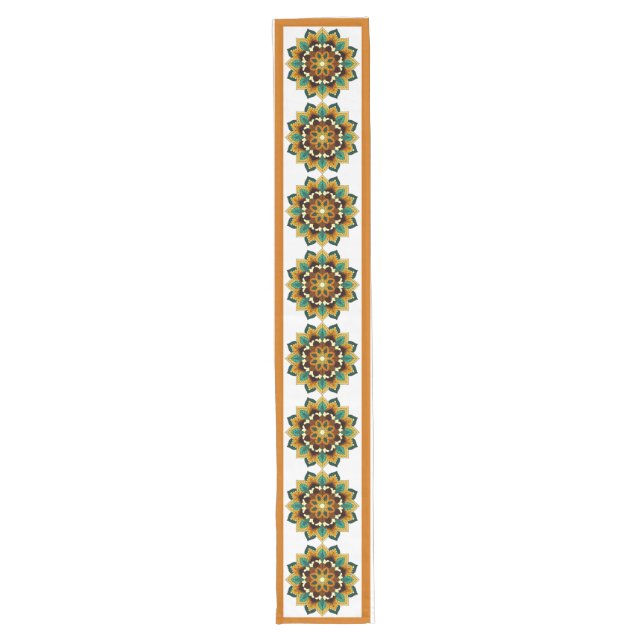 Mandala Pattern 02 in yellow & tan Long Table Runner (Front)