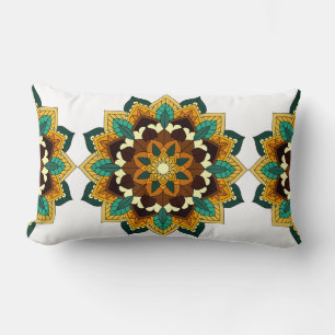 Mandala Pattern 02 in yellow & tan Lumbar Cushion