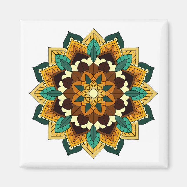 Mandala Pattern 02 in yellow & tan Magnet (Front)