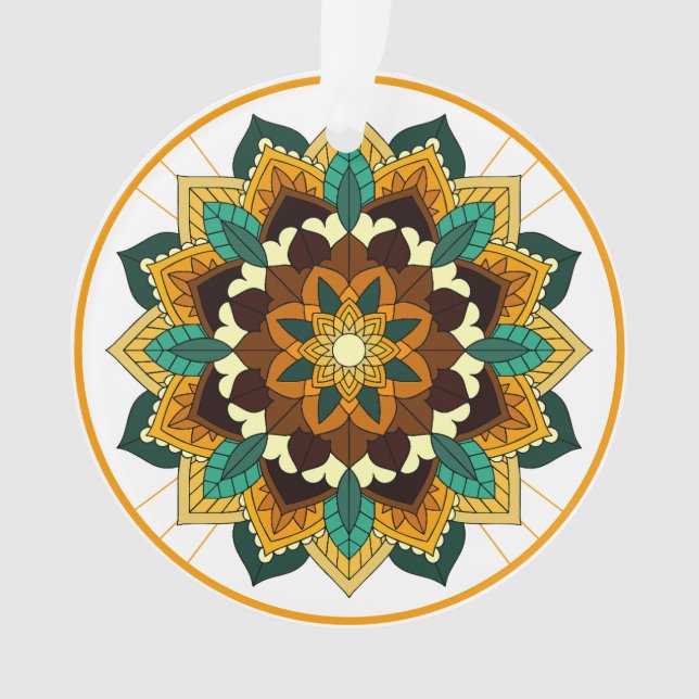Mandala Pattern 02 in yellow & tan Ornament (Front)
