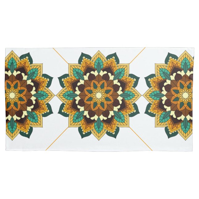 Mandala Pattern 02 in yellow & tan Pillowcase (Front)