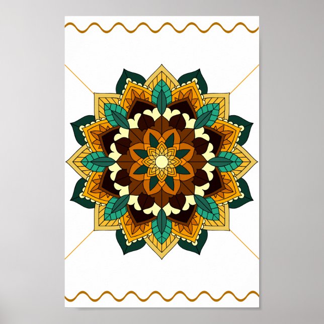 Mandala Pattern 02 in yellow & tan Poster (Front)