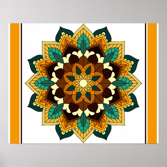 Mandala Pattern 02 in yellow & tan Poster (Front)