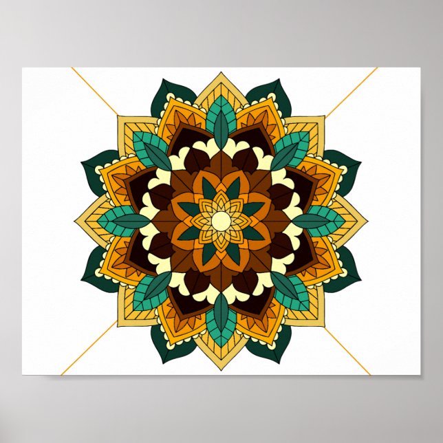 Mandala Pattern 02 in yellow & tan Poster (Front)