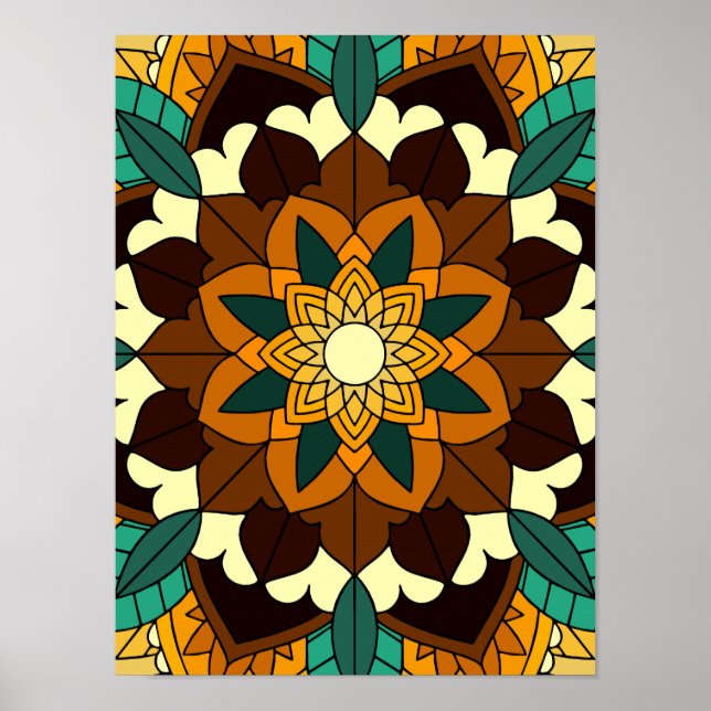 Mandala Pattern 02 in yellow & tan Poster (Front)