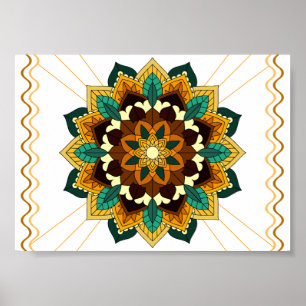 Mandala Pattern 02 in yellow & tan Poster