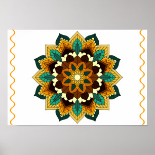 Mandala Pattern 02 in yellow & tan Poster