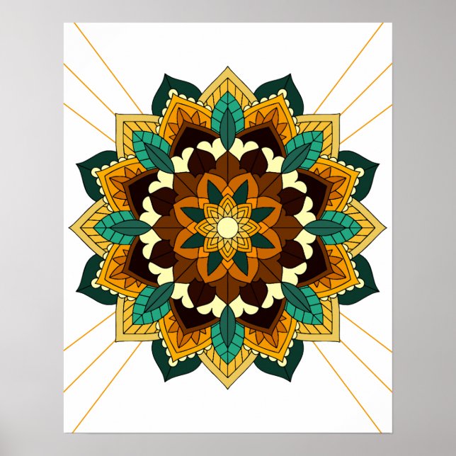 Mandala Pattern 02 in yellow & tan Poster (Front)