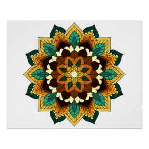 Mandala Pattern 02 in yellow & tan Poster