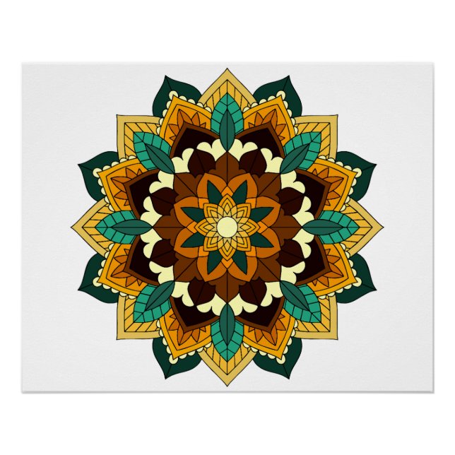 Mandala Pattern 02 in yellow & tan Poster (Front)