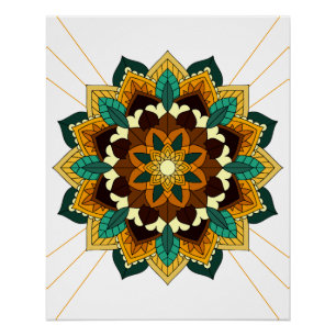 Mandala Pattern 02 in yellow & tan Poster