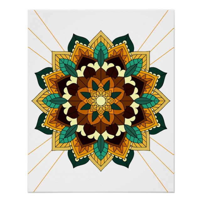 Mandala Pattern 02 in yellow & tan Poster (Front)