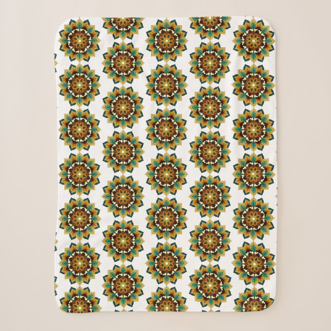 Mandala Pattern 02 in yellow & tan Sherpa Blanket (Front)