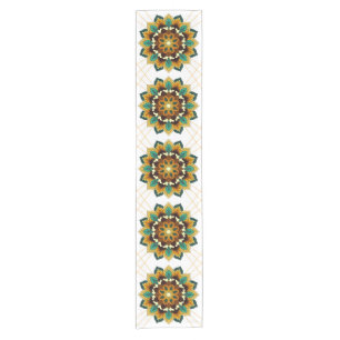 Mandala Pattern 02 in yellow & tan Short Table Run Runner