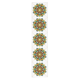 Mandala Pattern 02 in yellow & tan Short Table Run Runner