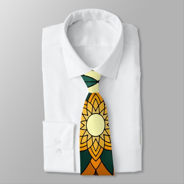 Mandala Pattern 02 in yellow & tan Tie (Tied)