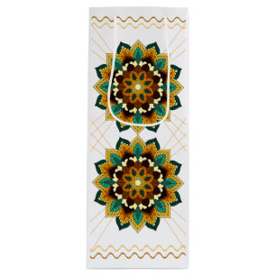 Mandala Pattern 02 in yellow & tan Wine Gift Bag
