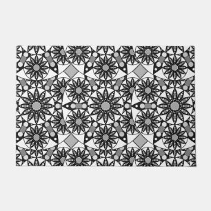 Mandala pattern, Black, White and Grey  Doormat