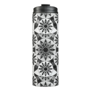 Mandala Pattern, Black, White and Grey   Thermal Tumbler