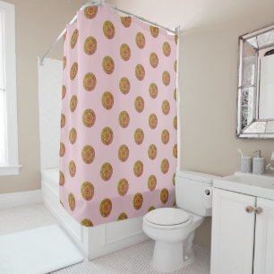 Mandala Pattern Boho Chic Pink Shower Curtain
