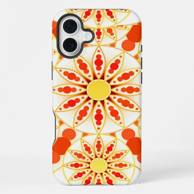 Mandala pattern, brick red, rust, gold iPhone case (Back)