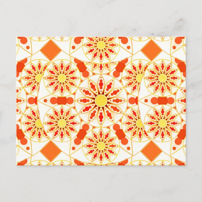 Mandala pattern, brick red, rust, gold postcard (Front)