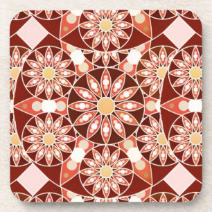 Mandala pattern, brown, rust, tan, beige coaster