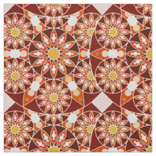Mandala pattern, brown, rust, tan, beige fabric