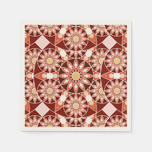 Mandala pattern, brown, rust, tan, beige napkin (Front)