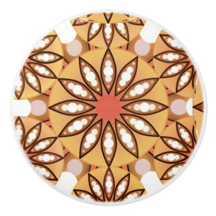 Mandala pattern, caramel tan, chocolate brown ceramic knob