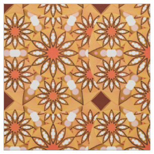 Mandala pattern, caramel tan, chocolate brown fabric