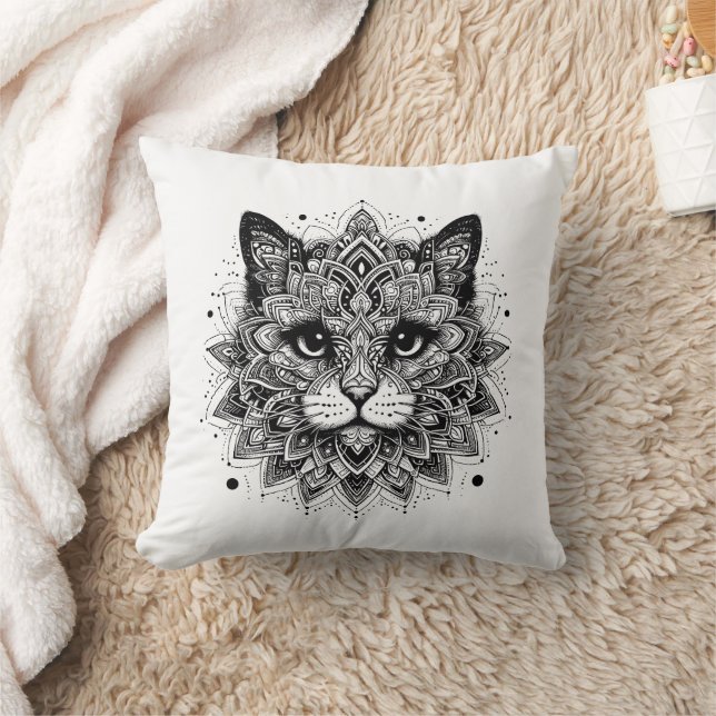 Mandala Pattern Cat Design Cushion (Blanket)