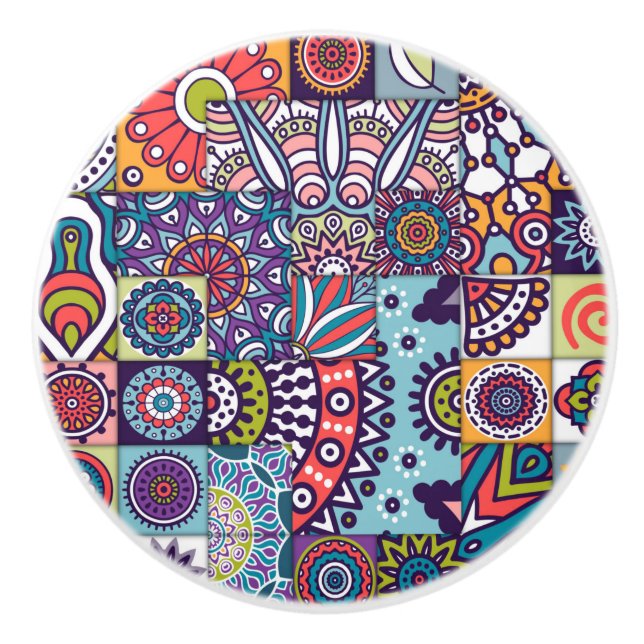 Mandala pattern ceramic knob (Front)