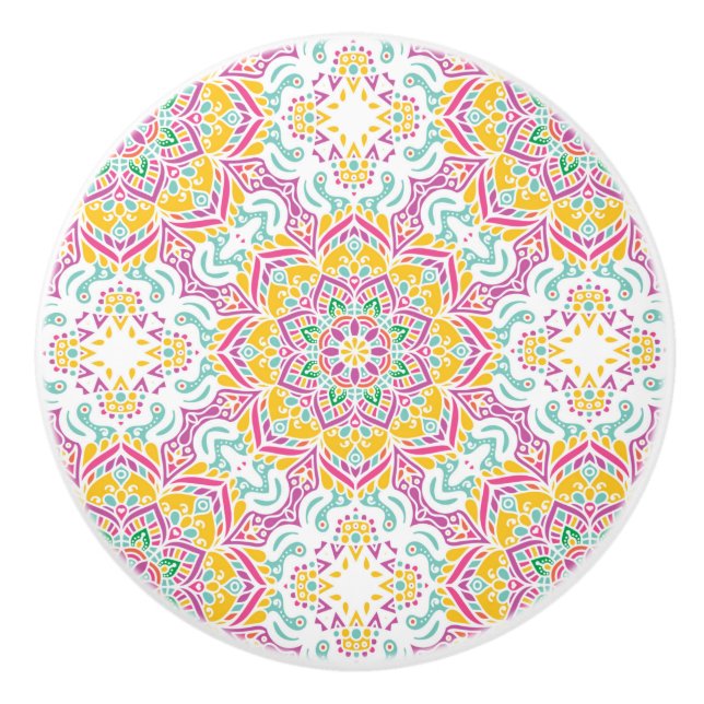 Mandala pattern ceramic knob (Front)