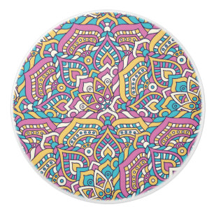 Mandala pattern ceramic knob