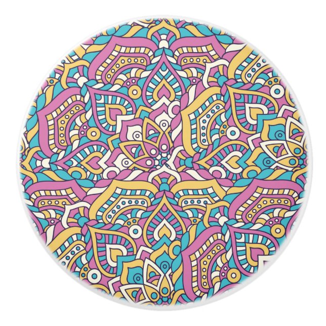 Mandala pattern ceramic knob (Front)