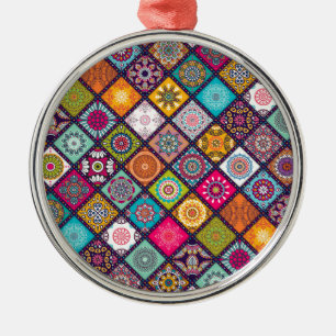 Mandala pattern colorful Moroccan Metal Tree Decoration