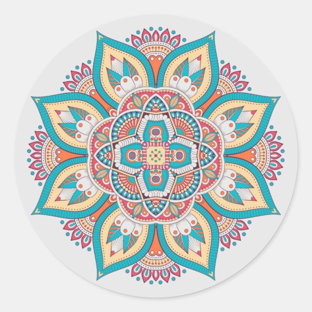 Mandala pattern colourful Moroccan Classic Round Sticker (Front)