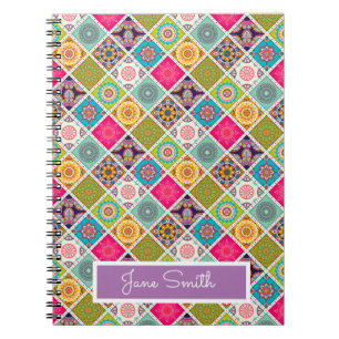 Mandala pattern colourful Moroccan name Notebook