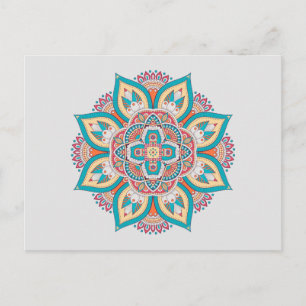 Mandala pattern colourful Moroccan Postcard