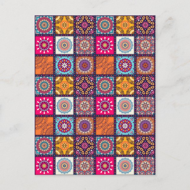 Mandala pattern colourful Moroccan Postcard (Front)